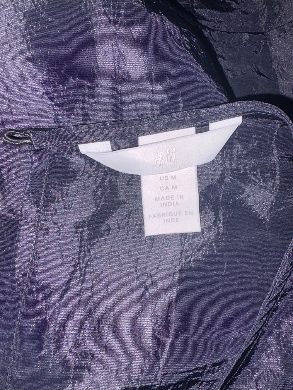 H&M Black Puff Sleeve Peplum Blouse Shimmer Windbreaker Top Medium - Picture 6 of 7